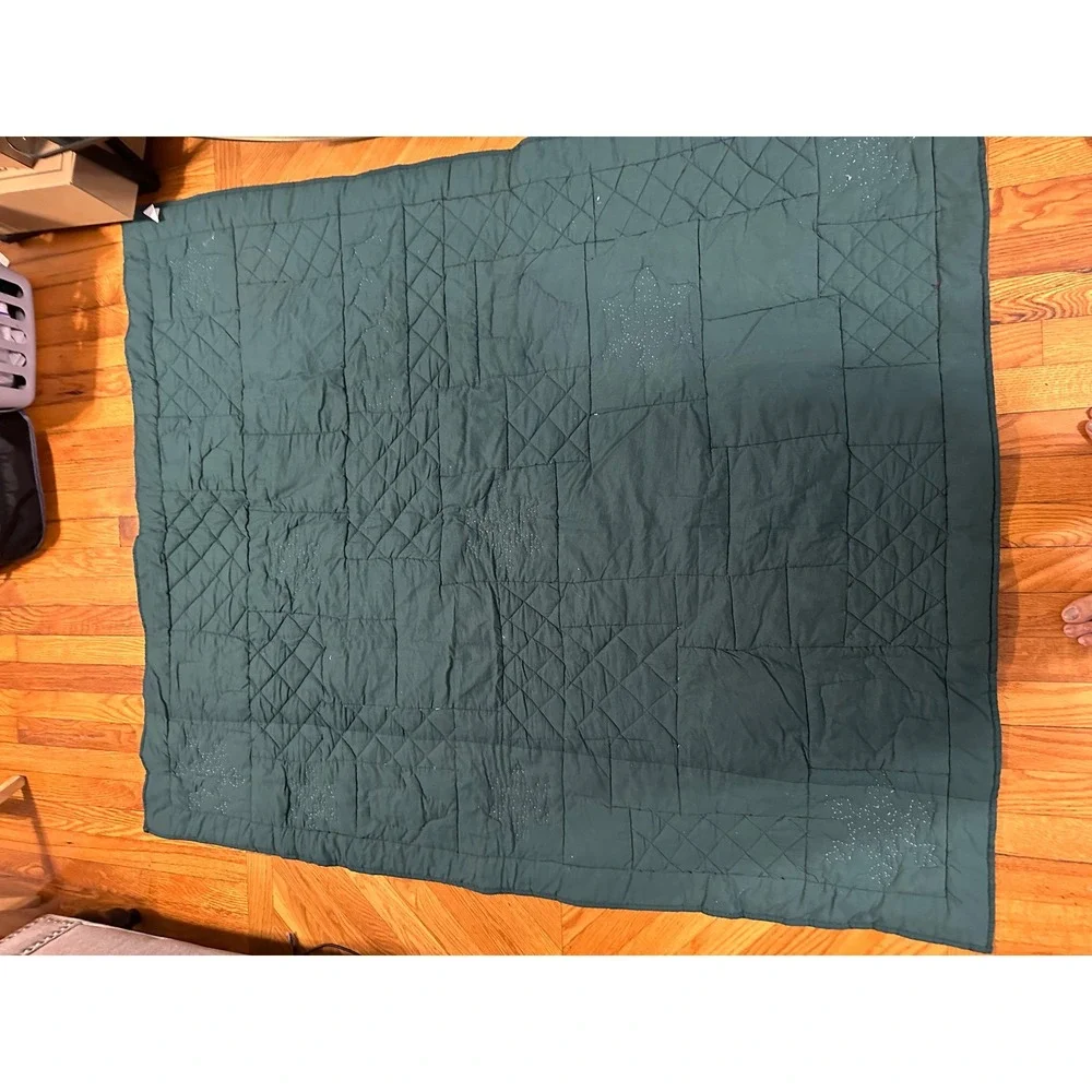 Winter Lodge Patchwork Quilt Polar Bear Penguin Snowshoe Applique Cotton Throw